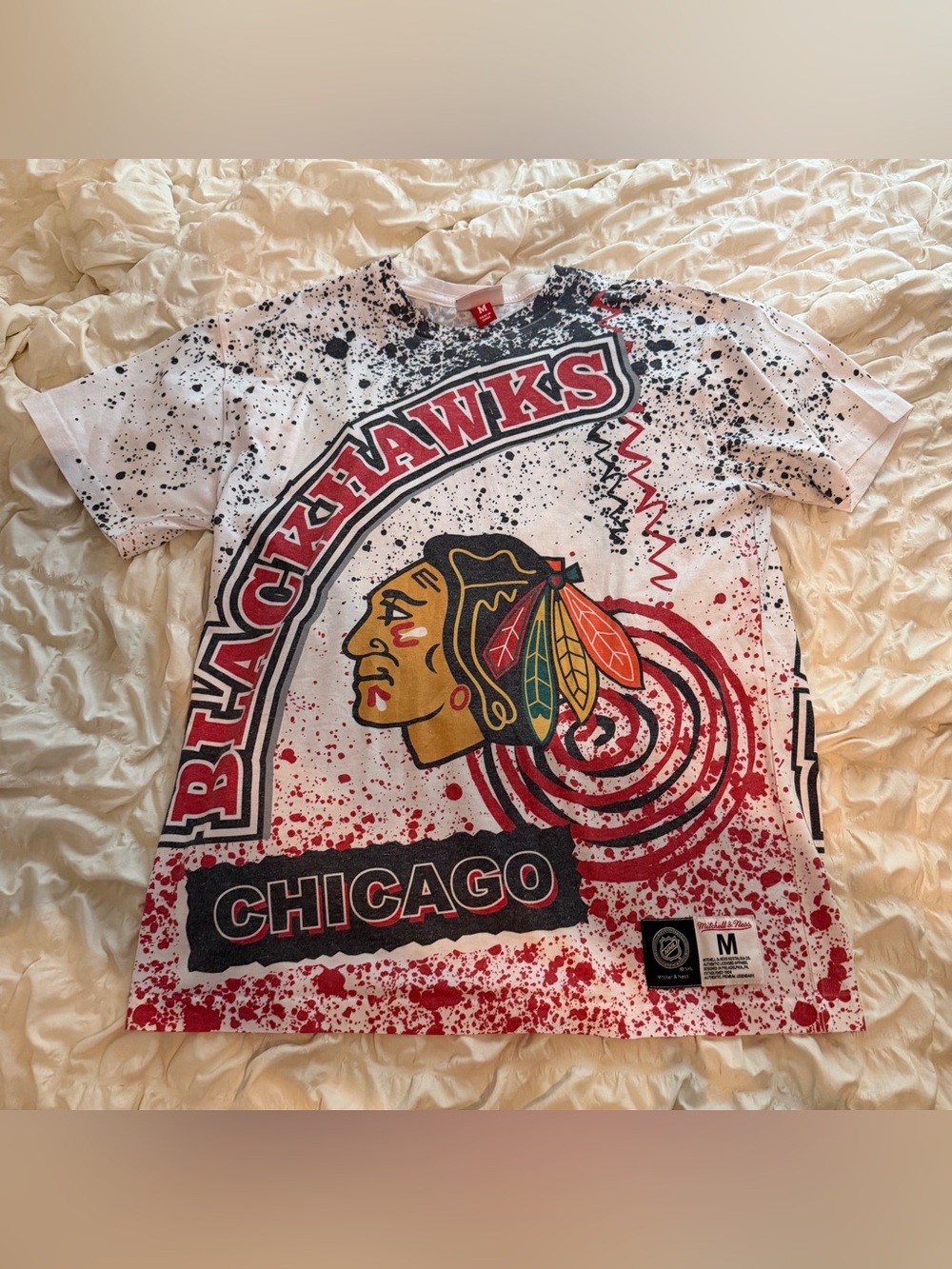 Mitchell & Ness NHL Chicago Blackhawks T Shirt size medium All Over Print AOP